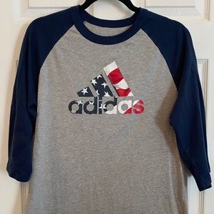 Adidas American Flag Baseball T-Shirt EUC